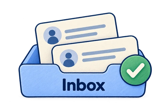 Two wanted messages in an inbox tray with a green check.