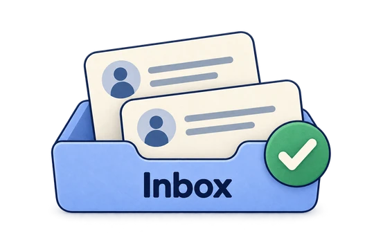 Two wanted messages in an inbox tray with a green check.